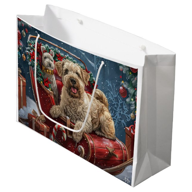 Bolsa De Regalo Grande Festividad de los Navidades de Perro Wheaten Terri (Angulo Anverso)