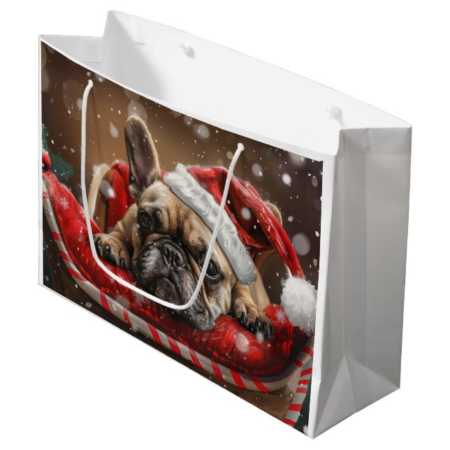 Bolsa De Regalo Grande Festividad de Navidades de Bulldog de Francia (Angulo Anverso)