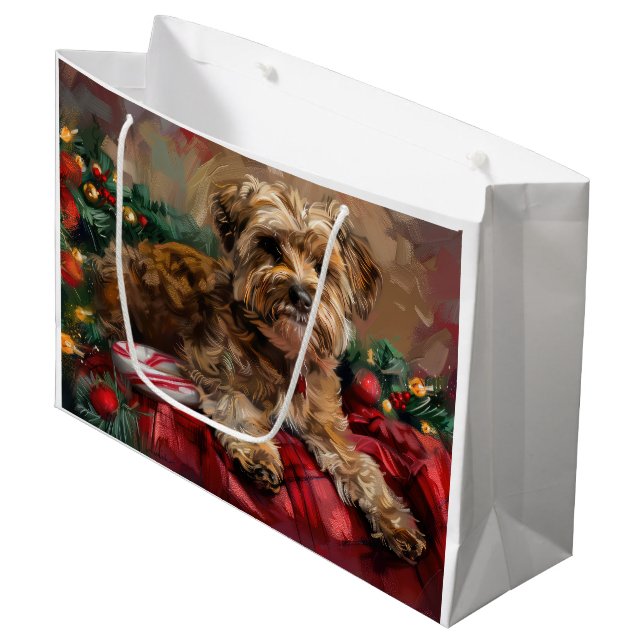 Bolsa De Regalo Grande Festividad de Navidades de perro de Yorkipoo (Angulo Anverso)
