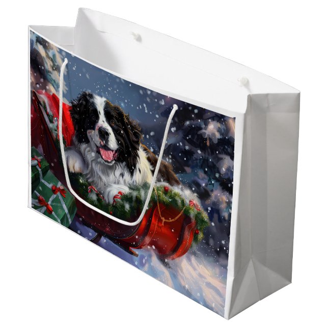 Bolsa De Regalo Grande Festividad de Navidades de perros de Terranova (Angulo Anverso)