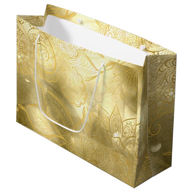 Bolsa De Regalo Grande Festividad de oro sofisticado de lujo (Angulo Anverso)