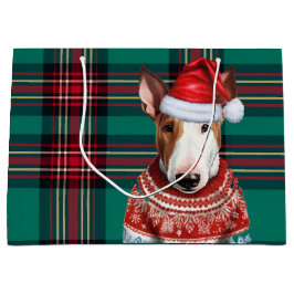 Bolsa De Regalo Grande Festividad de Perro Terrier Bull Red Green Lover