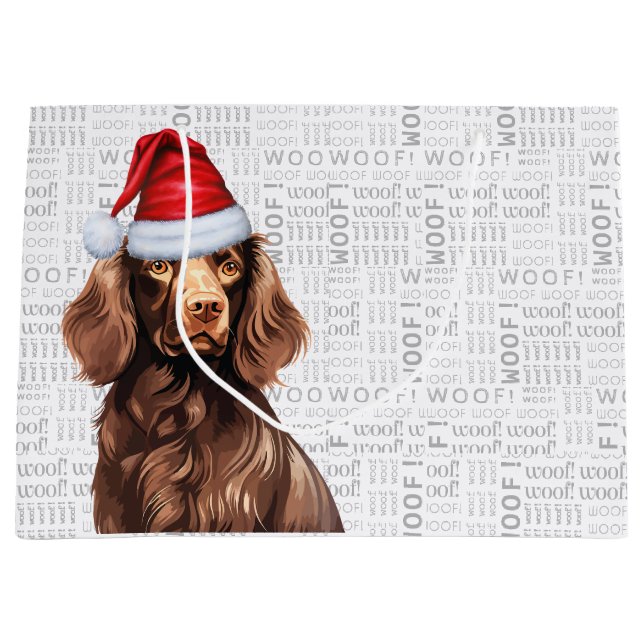 Bolsa De Regalo Grande Festividad de perros Navidades Boykin Spaniel (Anverso)