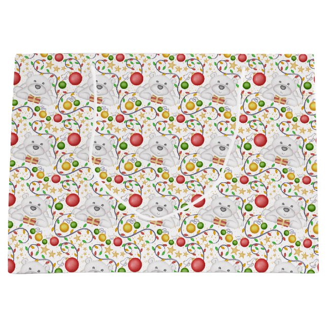 Bolsa De Regalo Grande Festividad en Navidades de osos polares (Anverso)