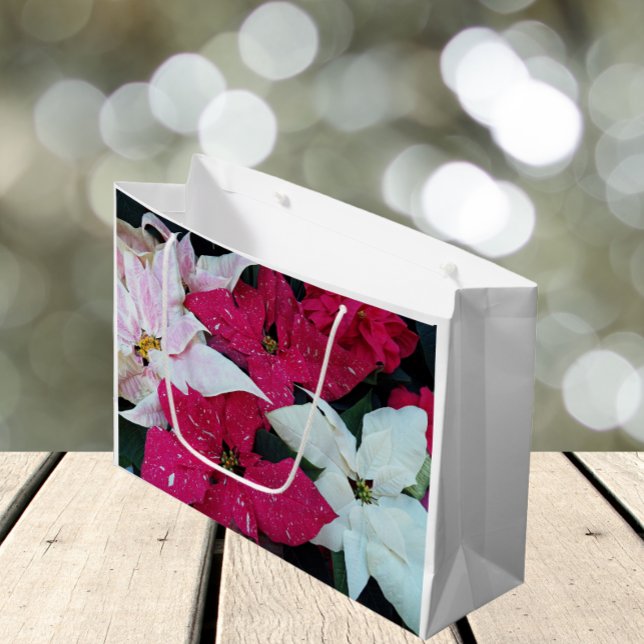 Bolsa De Regalo Grande Festividad Festividad Poinsettias Floral (In Situ)