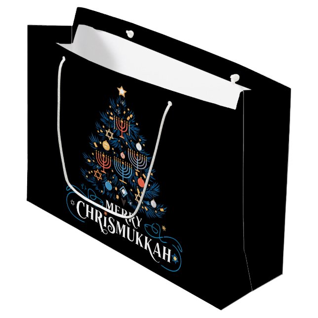 Bolsa De Regalo Grande Festividad judía de Merry Chrismukkah Hanukkah (Angulo Anverso)