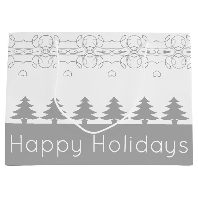 Bolsa De Regalo Grande Festividad moderna gris y blanco (Anverso)