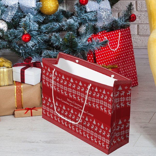 Bolsa De Regalo Grande Festividad Retro Personalizada de Renos Navidades  (Subido por el creador)