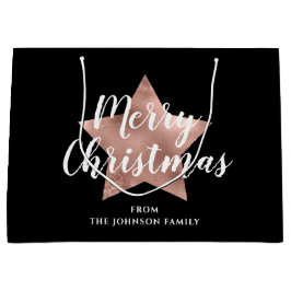 Bolsa De Regalo Grande Festividad Rosa Negro Estrella de Oro Feliz Navida