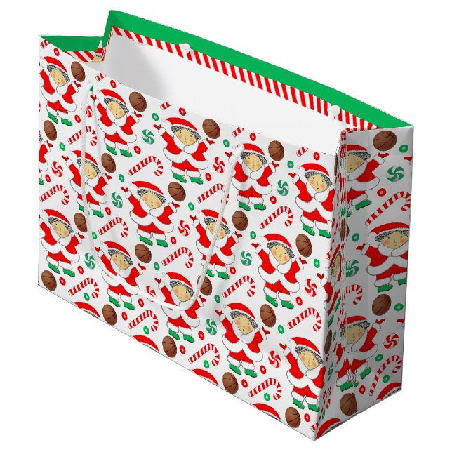 Bolsa De Regalo Grande Festividades de los Navidades de baloncesto chicas (Angulo Anverso)