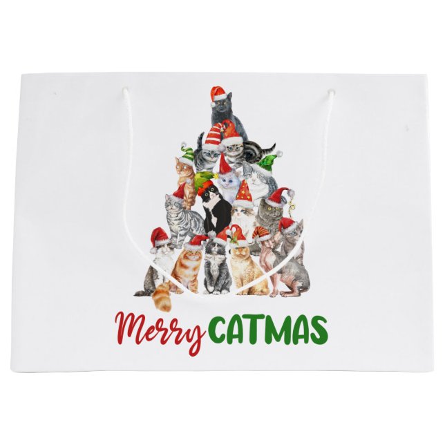 Bolsa De Regalo Grande Festividades de los Navidades del gato del árbol d (Anverso)
