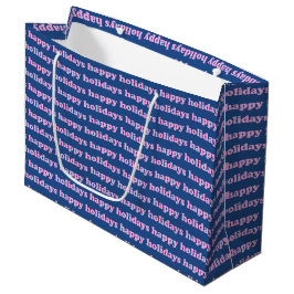 Bolsa De Regalo Grande Festividades Felices Textos Retro Azul Rosa