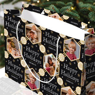 Bolsa De Regalo Grande Festividades Navidades Snowflake Foto Classic Blac