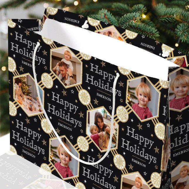 Bolsa De Regalo Grande Festividades Navidades Snowflake Foto Classic Blac (Subido por el creador)
