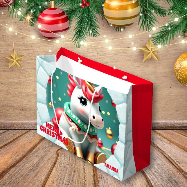Bolsa De Regalo Grande Festividades rojas de unicornio 3D (Subido por el creador)