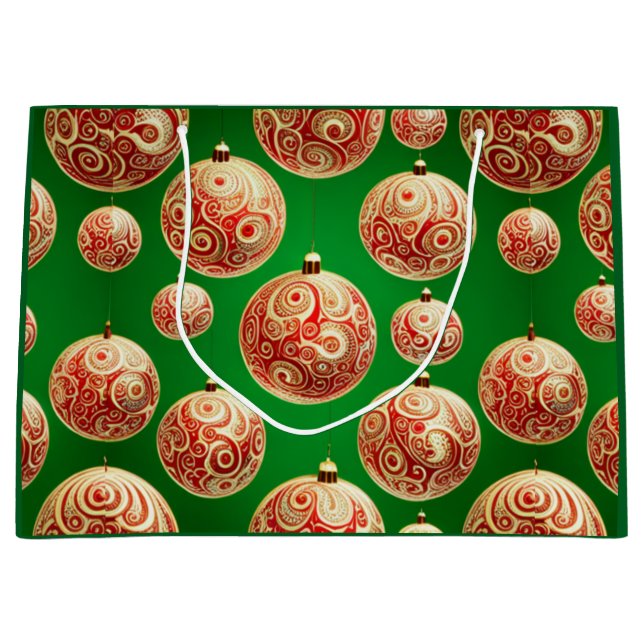 Bolsa De Regalo Grande Festividades rojas y verdes (Anverso)