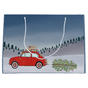 Bolsa De Regalo Grande Fiat 500 coche con árbol de Navidad