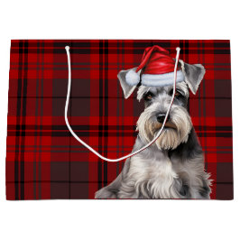 Bolsa De Regalo Grande Fiesta Amante del Perro Schnauzer de Cuadro Rojo