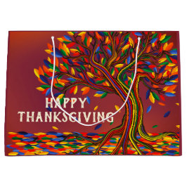 Bolsa De Regalo Grande Fiesta de Acción de Gracias Personalizado del Árbo