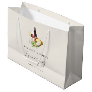 Bolsa De Regalo Grande Fiesta de Compromiso de Vino y Queso de Charcuterí