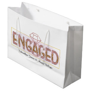 Bolsa De Regalo Grande Fiesta de compromiso linda agregar nombres