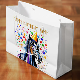 Bolsa De Regalo Grande Fiesta de cumpleaños con temática de caballo diver