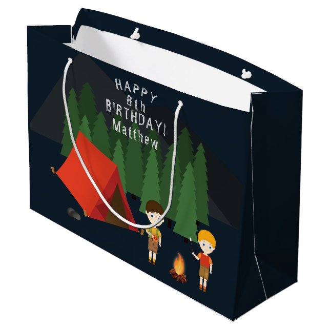 Bolsa De Regalo Grande Fiesta de cumpleaños de Camping (Angulo reverso)