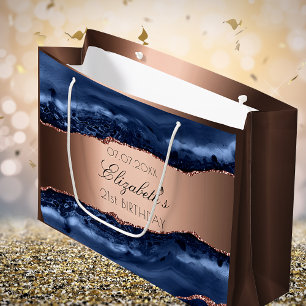 Bolsa De Regalo Grande fiesta de cumpleaños de cobre de agate azul