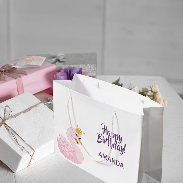 Bolsa De Regalo Grande Fiesta de cumpleaños de princesa púrpura rosa cisn (Subido por el creador)