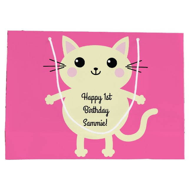 Bolsa De Regalo Grande Fiesta de cumpleaños del gato (Reverso)