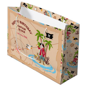 Bolsa De Regalo Grande Fiesta de cumpleaños del mapa del tesoro de Pirate