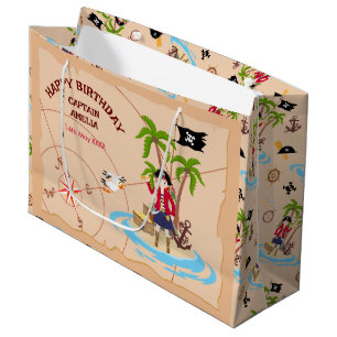 Bolsa De Regalo Grande Fiesta de cumpleaños del mapa del tesoro del Chica
