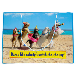Bolsa De Regalo Grande Fiesta de cumpleaños del perro en la línea Conga