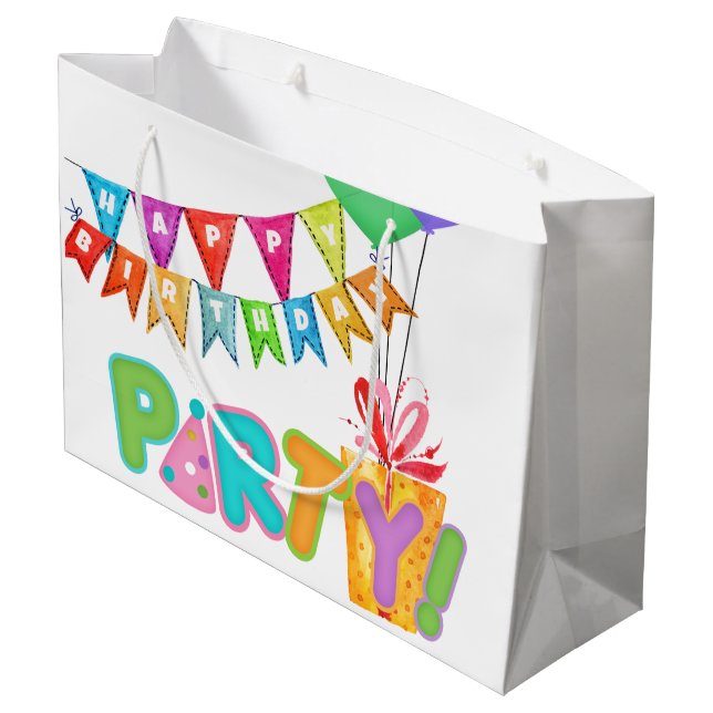 Bolsa De Regalo Grande Fiesta de Cumpleaños Feliz (Angulo reverso)