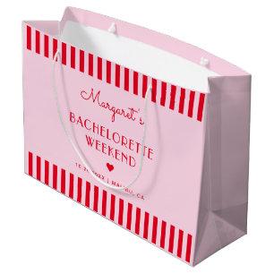 Bolsa De Regalo Grande Fiesta de Despedida de Soltera con Rayas Rosadas y