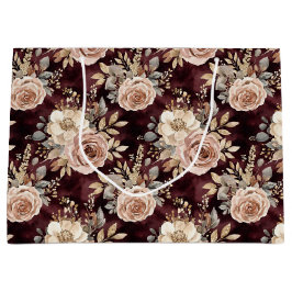 Bolsa De Regalo Grande Fiesta de Despedida Floral Rosa Rojo Borgoña