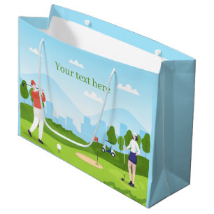 Bolsa De Regalo Grande fiesta de golf lindo añada texto