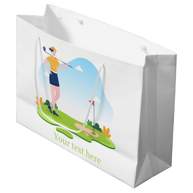 Bolsa De Regalo Grande fiesta de golf lindo añada texto (Angulo Anverso)