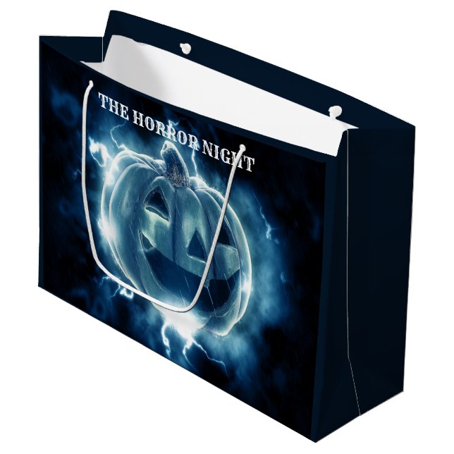 Bolsa De Regalo Grande Fiesta de Halloween Maldad Calabaza Azul Horror (Angulo Anverso)