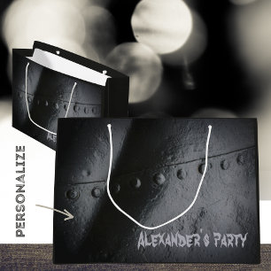 Bolsa De Regalo Grande Fiesta de hombre de estilo loft metalizado negro
