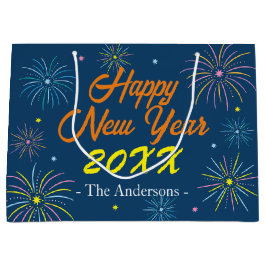 Bolsa De Regalo Grande Fiesta de Nochevieja de color plano - Azul