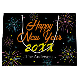 Bolsa De Regalo Grande Fiesta de Nochevieja de color plano - negro