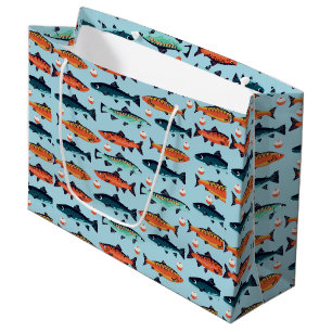 Bolsa De Regalo Grande fiesta de patrón de baldosas de pesca fría 