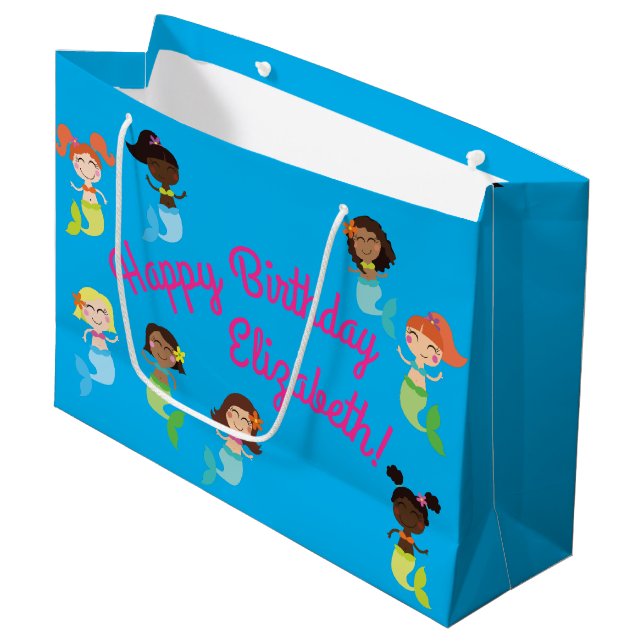 Bolsa De Regalo Grande Fiesta de Piscina de Cumpleaños de Niños Sirviente (Angulo Anverso)