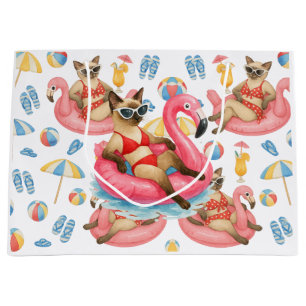 Bolsa De Regalo Grande Fiesta de Piscina para Amantes de Gatos Siameses