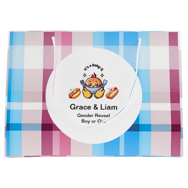 Bolsa De Regalo Grande Fiesta de revelación de género de Cute Kawaii Baby (Anverso)