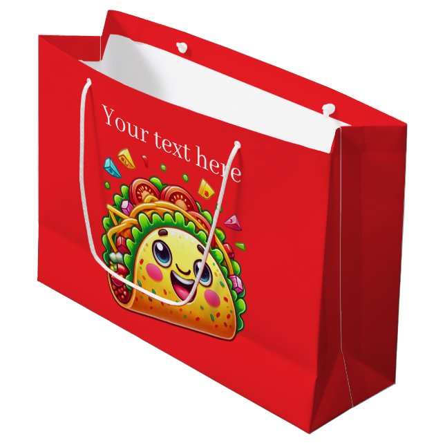 Bolsa De Regalo Grande Fiesta de tacos de personalizable (Angulo Anverso)
