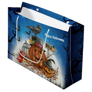 Bolsa De Regalo Grande Fiesta del cuervo de la calabaza de Halloween