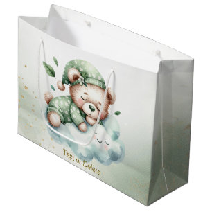 Bolsa De Regalo Grande Fiesta del Oso de Teddy Dormido del Boho Verde