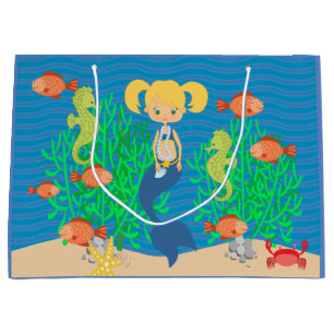Bolsa De Regalo Grande Fiesta en la piscina rubia de la sirena